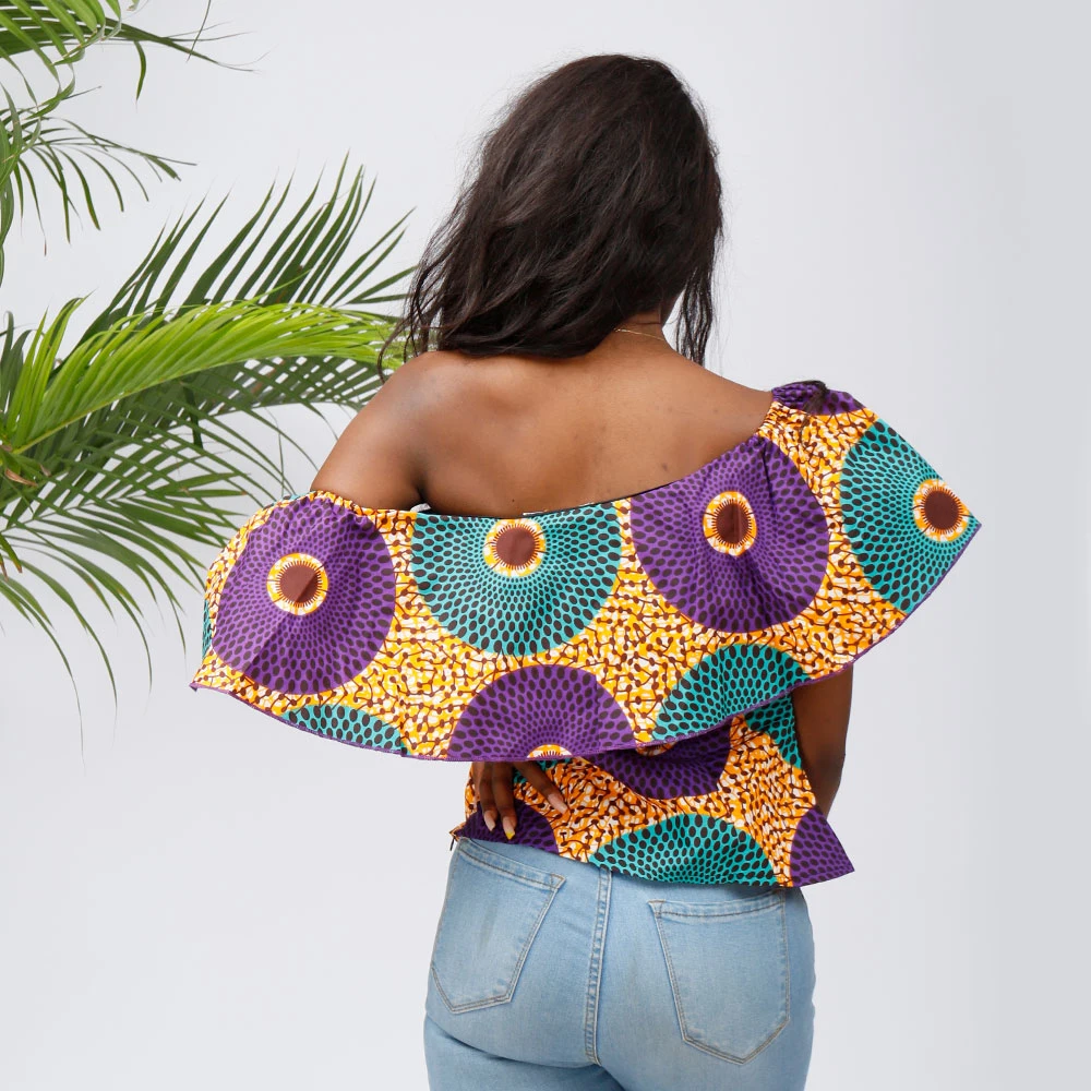 African Clothing for Fat Ladies Women Blouse One Shoulder Short Sleeve Dashiki Print Tops Women