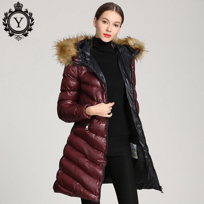 Free Sample Coat Women Jackets Fashion Long Shinny Down Parka