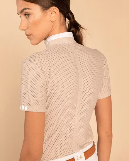 Venda quente senhoras equitação polo camisas desempenho mostrar camisas roupas equestres respirável e secagem rápida